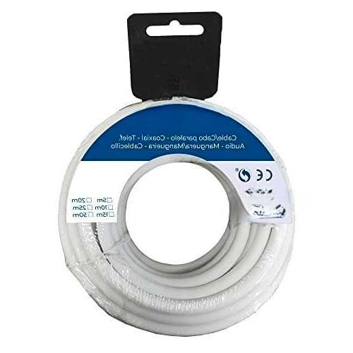 bobina di cavo parallelo 2x0,75 mm bianco 50 m per audio, ideale per collegamenti audio e lavori elettrici.