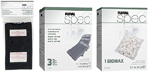 Fluval SPEC Replacement Filter Kit - Includes: Fluval SPEC Replacement Foam Filter Block, Fluval SPEC Biomax 1.5 oz, and Fluval SPEC Carbon Filter Media - 3-Pack Bundle