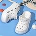 Platform Clogs for Women's Outdoor Fashion Charms Beach Shoes Summer Lightweight Slippers White Streamer 42