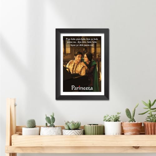 Image of TenorArts Parineeta Poster Bollywood Movie Vector Art Posters Photo Framed Painting With Black Wooden Textures (12inches x 9inches)