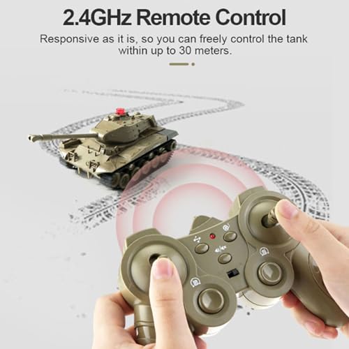 Dilwe Ferngesteuerter Kampfpanzer, 2,4 GHz RC Tank Fort mit Sound und LED, 270 Grad dreht Sich, inkl. Fernbedienung, Akku, USB-Ladekabel, Kinder/Erwachsene