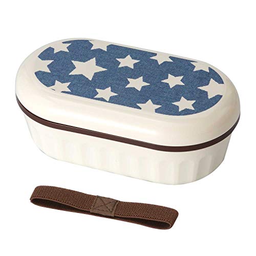 ナカノ 弁当箱 1段 電子レンジ可 仕切付き ランチベルト付き ホワイト 容量600ml Potter デニムスター MM-566