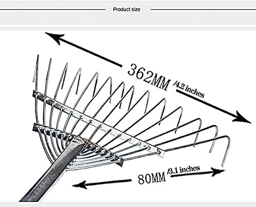 Garden Rake Fold Up Rake Moss Rake For Lawn|Fan Leaf Rake With Comfortable Grip Handle|14 Tines Claw Rake|Professional Gardening Tool,Pleasant63 - Image 5
