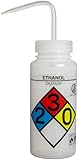 Bel-Art Right-to-Know Safety-Vented/Labeled 4-Color Ethanol Wide-Mouth Wash Bottles; 500ml (16oz), Polyethylene w/Natural Polypropylene Cap (Pack of 4) (F11816-0019)