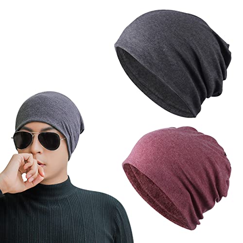 BDSHUNBF 2 Stücke Beanie Mütze Klassische Winter, Slouch Beanie, Leicht und Weich, Baumwolle Chemo Mütze, Unisex für Frühling Herbst und Winter(Mütze und Schal 2 in 1) Cover