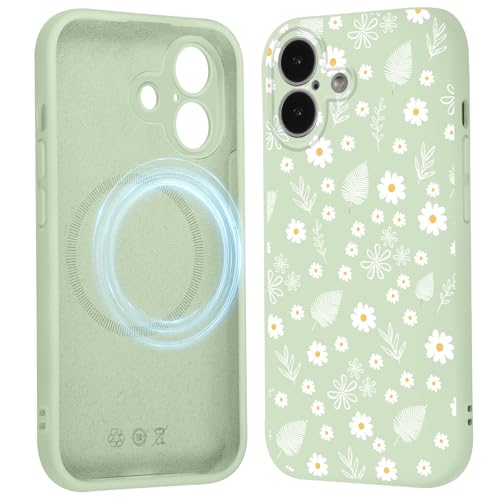 Coque iPhone 16 fleur compatible MagSafe avec protection caméra