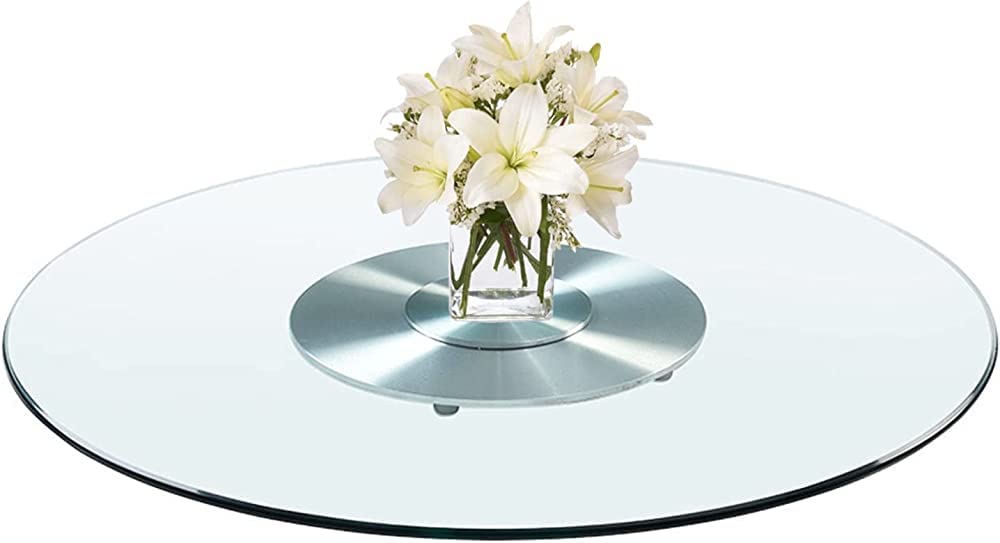 Lazy Susan Plateau tournant rond en verre transparent pour table de salle à manger 83,8 cm, 88,9 cm, 99,1 cm, 109,2 cm