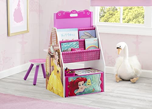 Image of Delta Children Activity Center with Easel Desk, Stool and Toy Organizer, Disney Princess