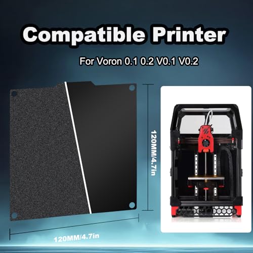Image of 120x120mm Black Build Plate for Voron 0.1 0.2 V0.1 V0.2, Double Sided Textured PEI+Smooth PEI Flexible Spring Steel Platform Heated Printing Bed for Voron 0.1 0.2 V0.1 V0.2 3D Printer