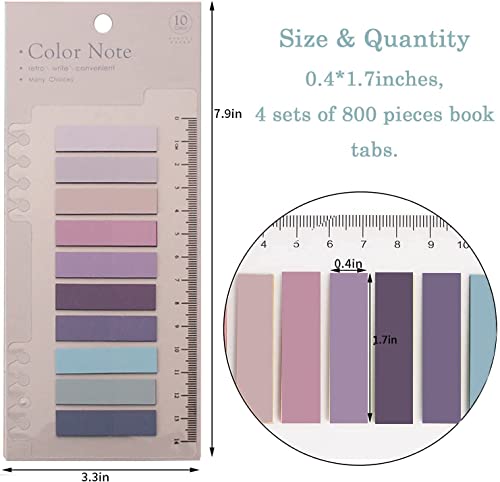 Image of Sticky Tabs Sticky Index Tabs for Annotating Books Page Markers Transparent Sticky Notes Colorful Morandi Sticky Book Tabs (4 Packs | 800 Pcs)
