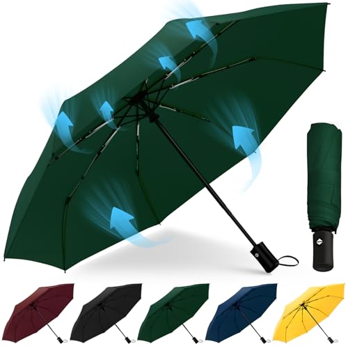 Regenschirm Sturmfest Automatik Regenschirm Groß mit 8 Rippen 106 cm/117cm Reise Windsicher Schirm Wasserdicht Umbrella Faltbar Kompakte Taschenschirm für Herren und Damen