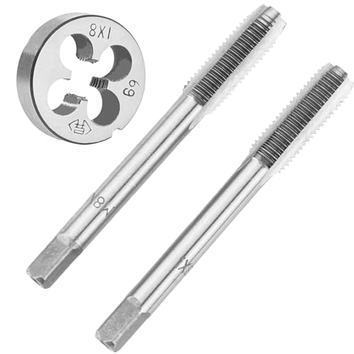 Aceteel M8X1.0 Hand Tap and Round Die Set Right Hand
