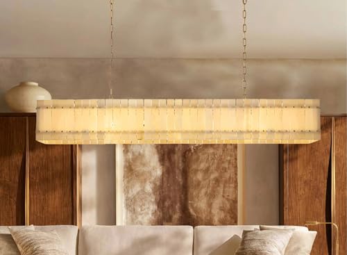 Ceiling Chandelier, REVEN �f�U�C�i�[�����`�嗝�΃V�����f���A�����^�J�V�[�����O���C�g���߉\�Ȓ����@�\�t�����B���z�e���_�C�j���O���[���p(Dimmable,Rectangular 152cm)