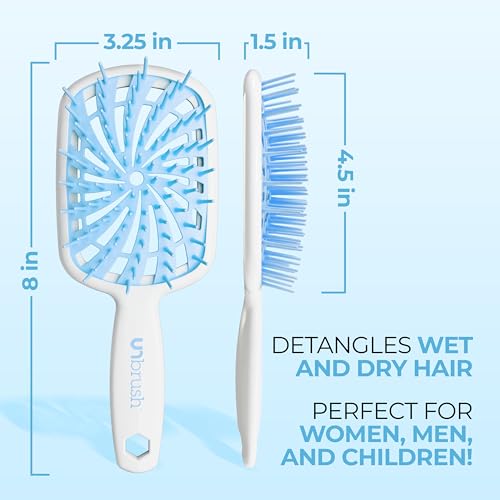 Image of FHI Heat UNbrush Plus - Curly Hair Brush for Gentle & Effective Detangling on Wet or Dry Fragile Hair Types - Detangler Brush w / 84 UltraFlex Bristles, Ultra-light, Vented, Anti Static Hairbrush