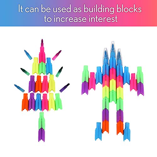 Outus 50 Pcs Stackable Crayons Bulk Stacking Buildable Crayon Colorful Stacking Crayons Party Favors DIY Rainbow Pencil for Kids Preschool School Supplies Birthday Party Art Drawing Home Office - Image 5