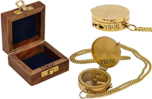 Brújula de Bolsillo de Latón con Caja de Madera miniatura 2