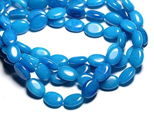 LKBEADS 1 sznurek 39 cm - kamień jadeitowy - owalny 14 x 10 mm turkusowy niebieski