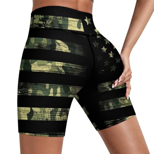 PrelerDIY Short feminino de cintura alta para treino, esportes, corrida, caminhada, motociclista, io