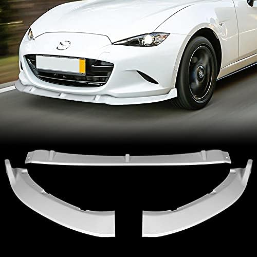 3PCS Front Bumper Lip Kit fit for compatible with 2016-2021 Mazda Miata MX-5, MP-Style Splitter Trim Protection Spoiler, Air-Dam-Chin-Diffuser (Painted White)