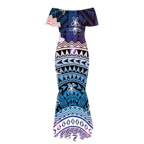 Image of Polynesian Dresses for Women Off Shoulder Maxi Dress Puletasi Samoan Dresses S-7XL