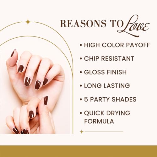 Image of Coloressence Everyday Nail Paint Kit with Pastel & Nude Shades | Chip Resistant and Quick Dry Nail Paints | Set of 5 Nail Paints