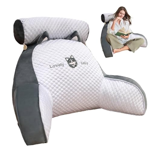 Almohada De Lectura para Cama - Almohada De Respaldo Grande/Pequeña con Brazos | Cojín Multifuncional para Sofá Y Mesita De Noche | Almohada De Respaldo Desmontable | Almohada De Descanso De Soporte