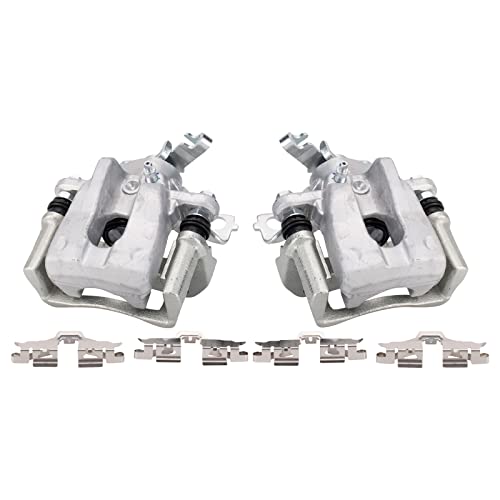 Image of TRQ Rear Brake Caliper Set Zinc Coated Brackets Hardware Compatible with 2009-2010 Pontiac Vibe 2009-2013 Toyota Matrix