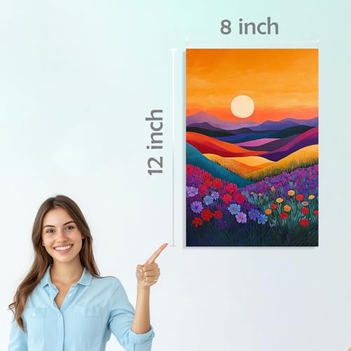 Image of SiddArtify Floral Landscape Wall Art Prints Set - Colorful Flower Poster Decor for Living Room Bedroom Office - 8x12 Sticker Pack of 6