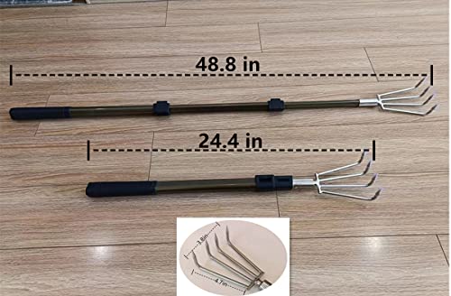 Rastrillo de garra de acero inoxidable para jardín con mango de aleación de aluminio alargado miniatura 5