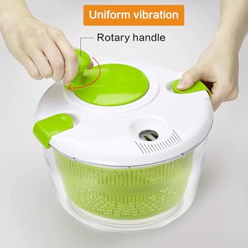 Image of 5L Fruits Vegetable Salad Spinner | Washer Dryer with Bowl for Cleaning and Drying Manual | Lettuce Spinner | Washing Strainer Basket | Quick Dry Design | BPA Free | Durable Food Grade | Water Drain
