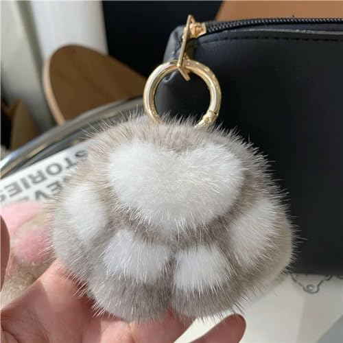 LXQJY Kawaii Chat Griffe Fourrure Porte-clés breloque Mode en Peluche Ours Patte Voiture Porte-clés Sac Pendentif Bijoux Mignons