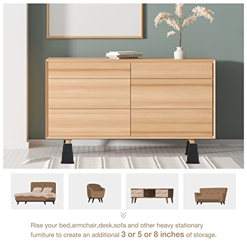 Kakiclay Adjustable Bed Risers With Power Outlet And Usb Ports, Elevation In Heights 3, 5 Or 8 Inch Heavy Duty Bed Lifts Furniture Raisers For Dorm Bed, Table & Sofa, Supports Up To 1500 Lbs, Set Of 4 #TOP6