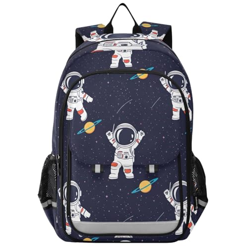 Cute Astronaut Space Kids Backpack for Girls Boys, 17 Inch Large Elementary School Backpack, 6-12 Y