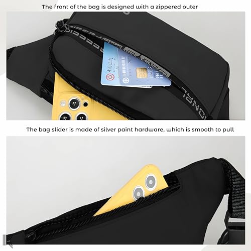 Image of Kraptick Premium Unisex Waist Bag for Men and Women - Stylish Chest Bag, Fanny Pack, Running Waist Pack (Black)