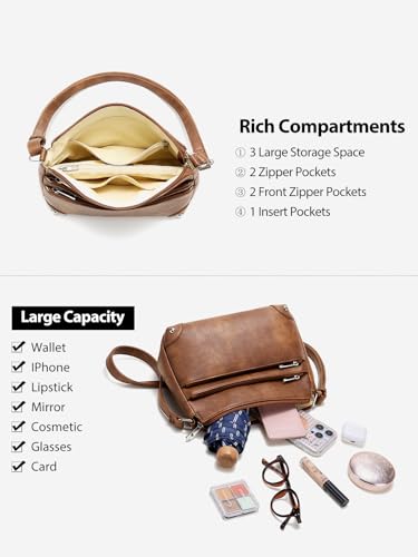 Image of WESTBRONCO Crossbody Bags for Women, Medium Size Shoulder Handbags, Satchel Purse with Multi Zipper Pocket