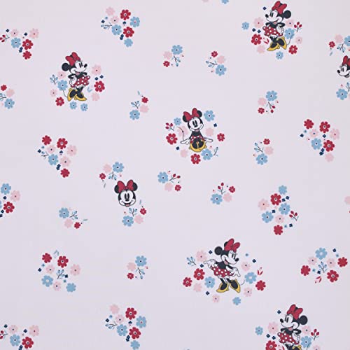 Image of Disney Minnie Mouse - Pink, Blue and White Small Town Floral Nursery Fitted Mini Crib Sheet