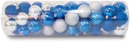 Brite Star 50 Count Assorted Shatterproof Christmas Ball Ornaments, 60mm, Blue/Silver