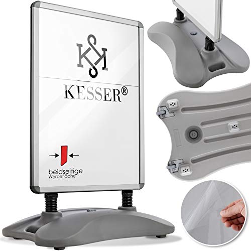 Preisvergleich Produktbild Kesser® Kundenstopper A1 Plakatständer Werbetafel Gehwegaufsteller / Standfuß / Werbeaufsteller Alu Rahmen + 2 Folien doppelseitig / Werbeaufsteller Alu mit Wasser befüllbar Grau