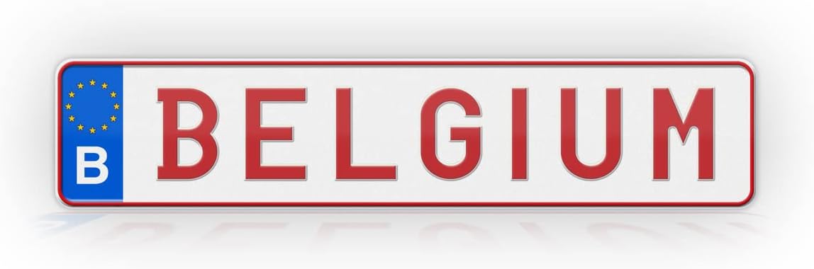 Custom Text Belgian License Plate, Novelty European Tag, Personalized, NOT Embossed Belgium Aluminum License Plates Made in USA