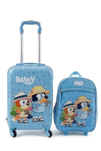 AI ACCESSORY INNOVATIONS Bluey Kids Luggage and Backpack Set - 18' Luggage Suitcase With Wheels, 13.75' Backpack