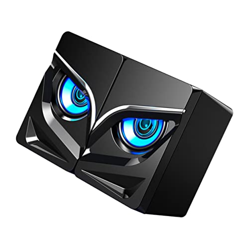 COHEALI 2Pcs USB Wired Computer Speakers with Colorful LED Lighting Sound and Compact Design for Desktop Gaming and Home Office Enhanced Bass and Interference Audio