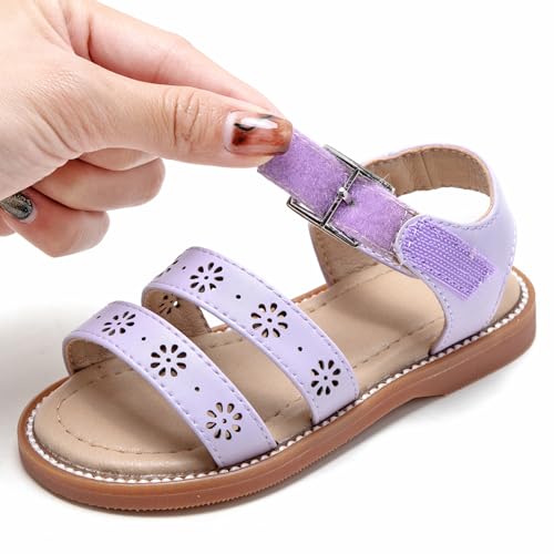 Image of Kolan Toddler Girl Sandals Open Toe Flat Princess Dress Shoes Little Kids