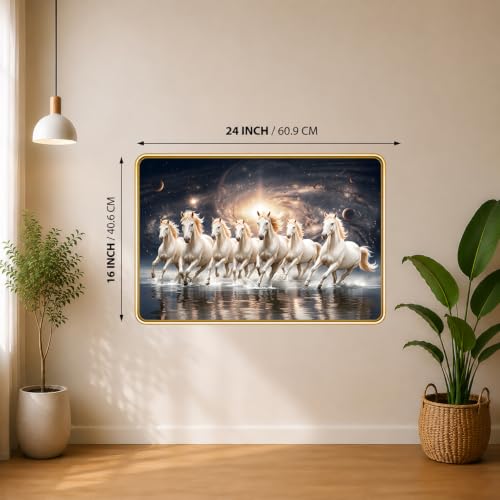 Image of 7 Running Horses Vastu Photo Frame, 16x24 Inch
