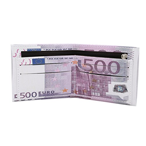 TrendsBlue Premium 500 Euro Bill Currency Money Print PU Leather Bifold Wallet4