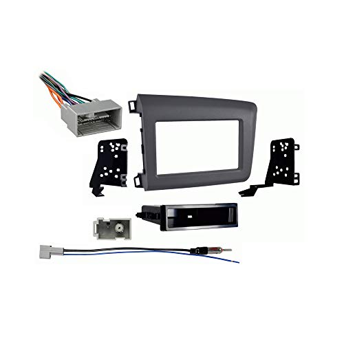 Harmony Audio Compatible with Honda Civic 2012 Single DIN Aftermarket Stereo Harness Radio Install Dash Kit