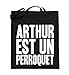 Arthur est un Perroquet - Sac en toile de jute (avec longues anses) - Noir - Noir , 38cm-42cm