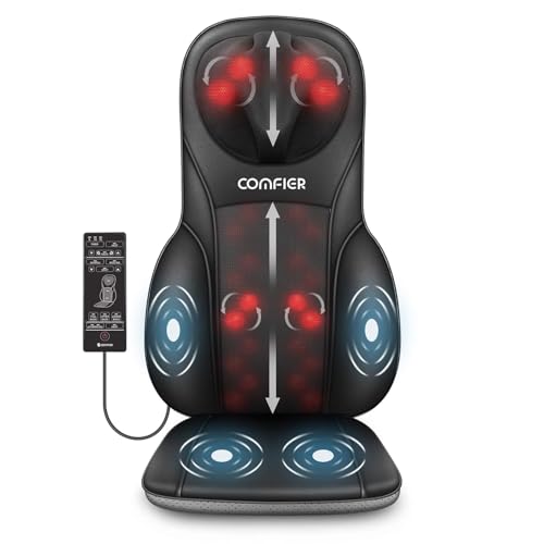 COMFIER Shiatsu - Masajeador de Espalda con Calor, Silla de Masaje de Tejido Profundo, Almohadilla de Silla de Masaje para Espalda Completa, masajeador de Silla para Uso doméstico u Oficina, Regalos