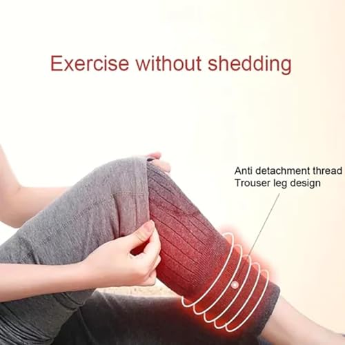 مدفئ الساق من الكشمير، دعامات ركبة من الكشمير، محبوك للتدفئة في الشتاء فوق الركبة، كم ضغط حراري سميك ودافئ للركبة (اسود، زوج واحد)