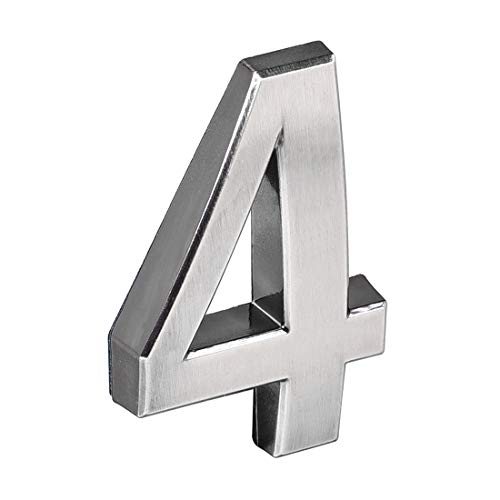 Numéro 4 de maison autocollant uxcell en plastique ABS nickel brossé