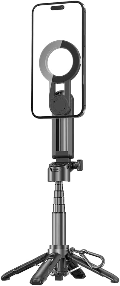 4 in 1 Magnetic Tripod Pocket Selfie Stick Extendable Cell Phone Stand Portable Camera Grip Handle Magnetic Selfie Light Foldable